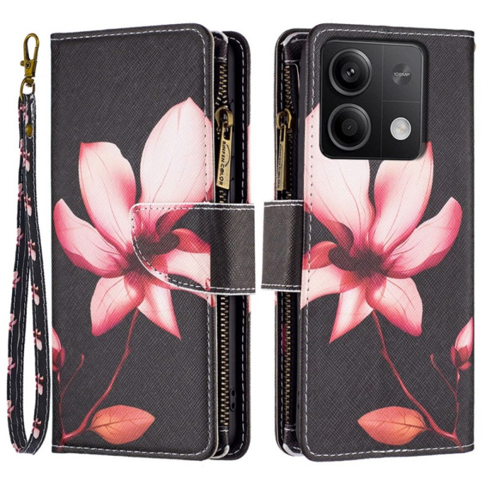 Leren Hoesje Xiaomi Redmi Note 13 5g Lotus Riem Portemonnee