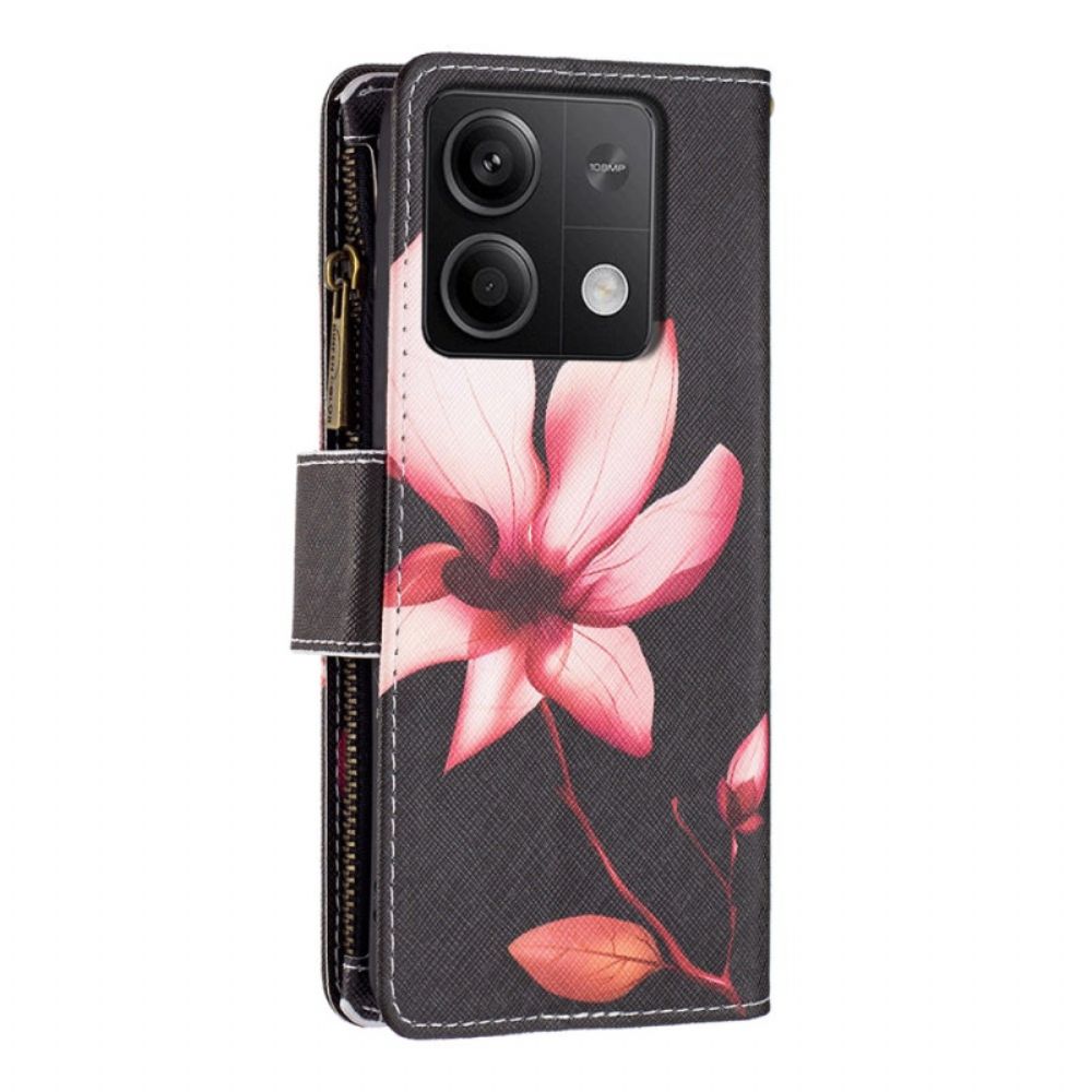 Leren Hoesje Xiaomi Redmi Note 13 5g Lotus Riem Portemonnee