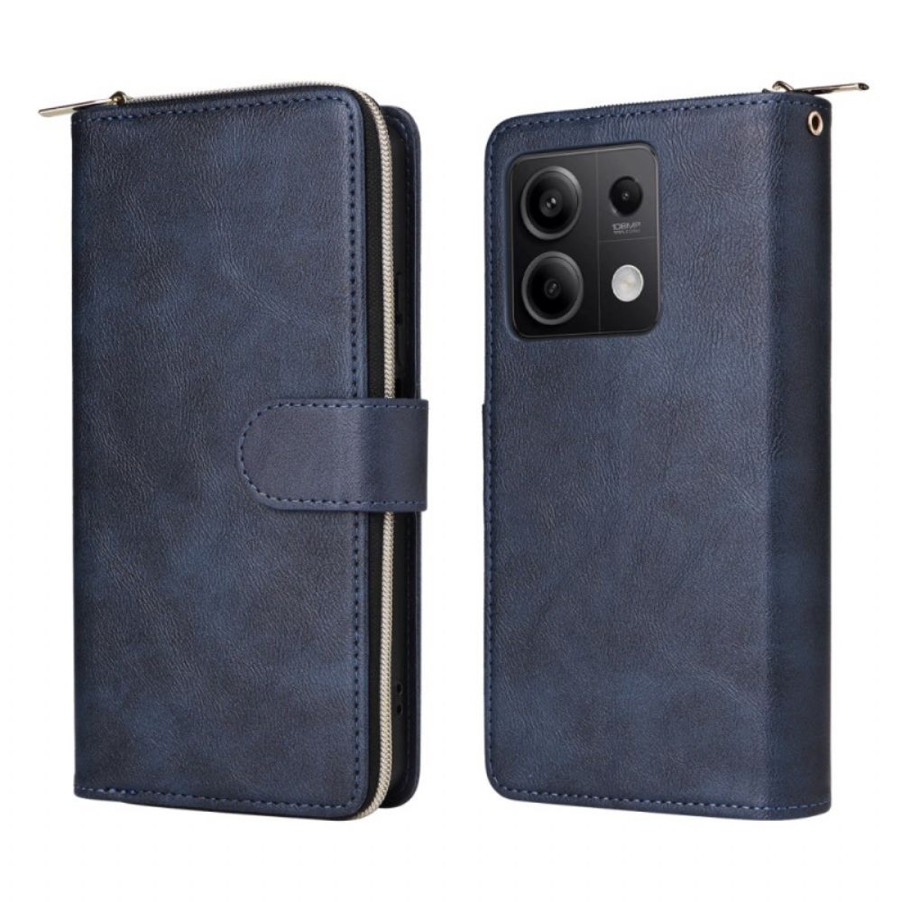 Leren Hoesje Xiaomi Redmi Note 13 5g Portemonnee Met Ritssluiting En Riem Bescherming Hoesje