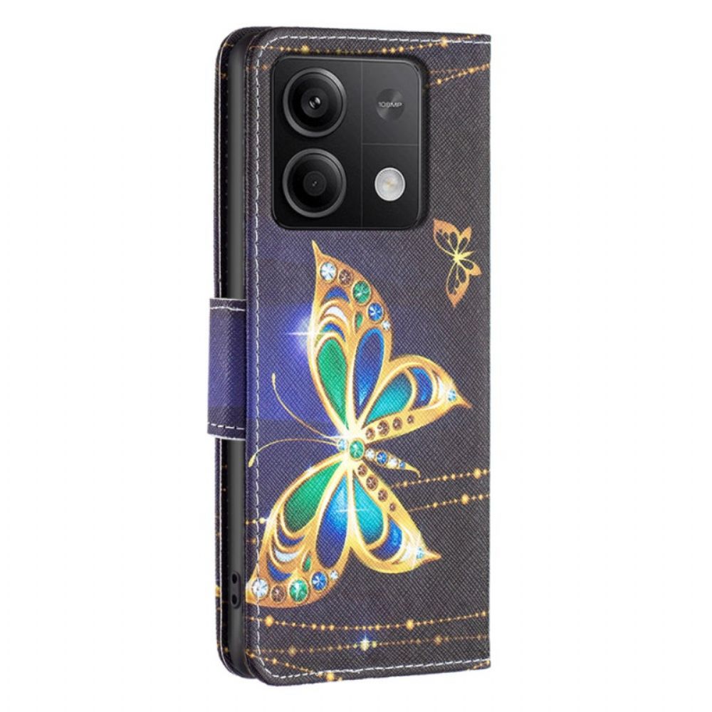 Leren Hoesje Xiaomi Redmi Note 13 5g Vlinders Sieraden