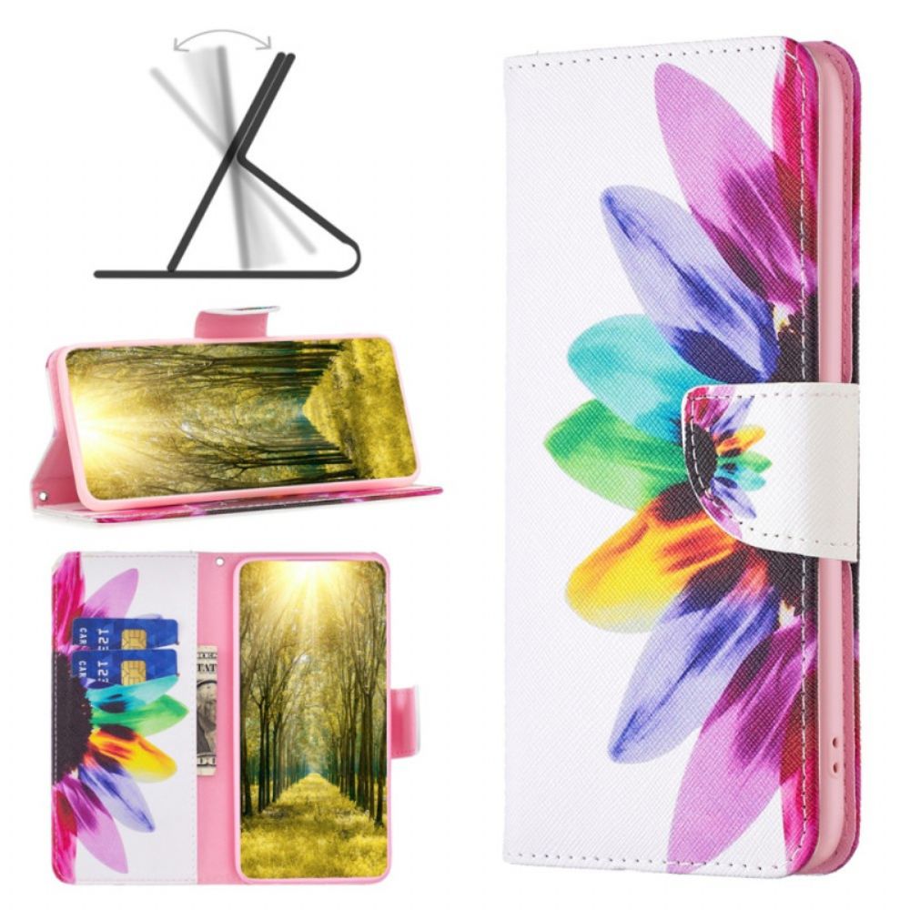 Leren Hoesje Xiaomi Redmi Note 13 5g Waterverfbloem Bescherming Hoesje