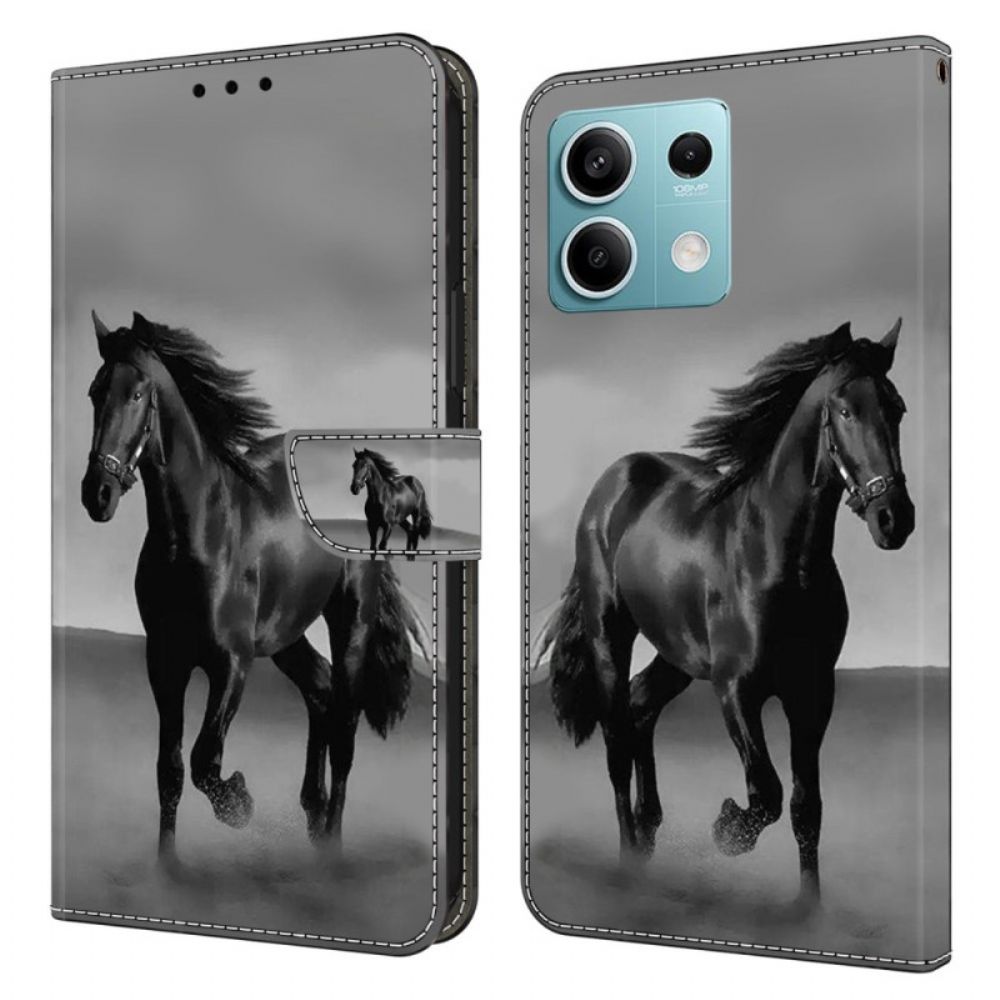 Leren Hoesje Xiaomi Redmi Note 13 5g Zwart Paard