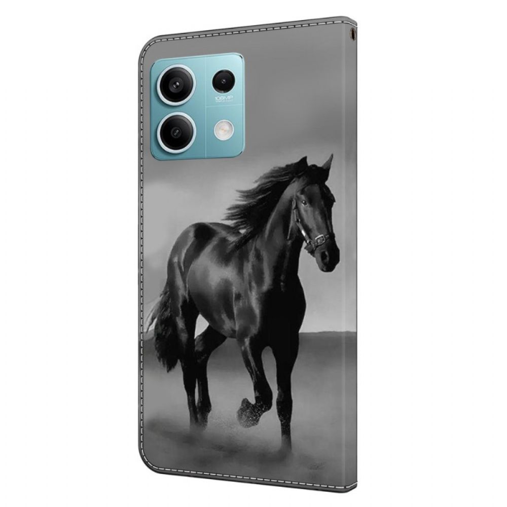 Leren Hoesje Xiaomi Redmi Note 13 5g Zwart Paard