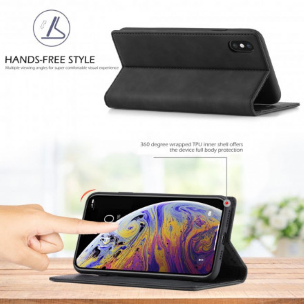 Bescherming Hoesje voor iPhone XS Max Folio-hoesje Lc.imeeke Leereffect