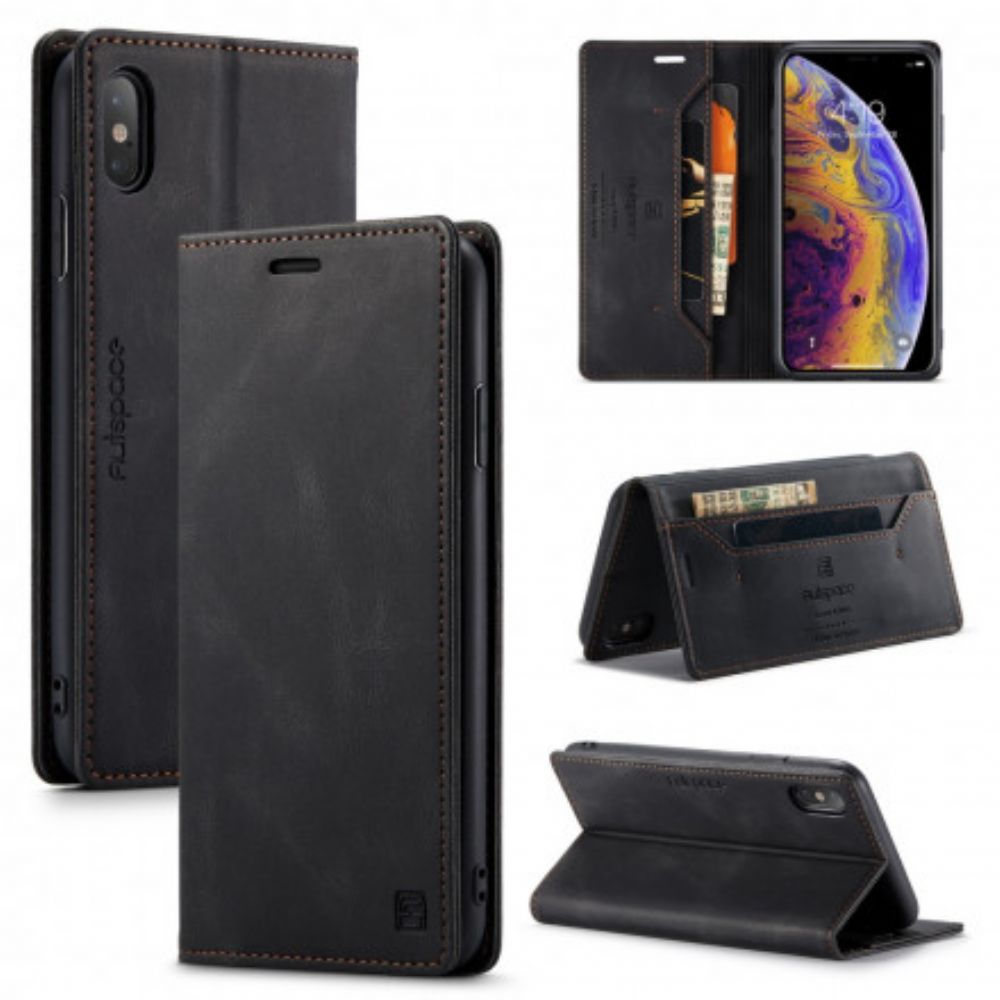 Bescherming Hoesje voor iPhone XS Max Folio-hoesje Rfid-technologie Met Leereffect