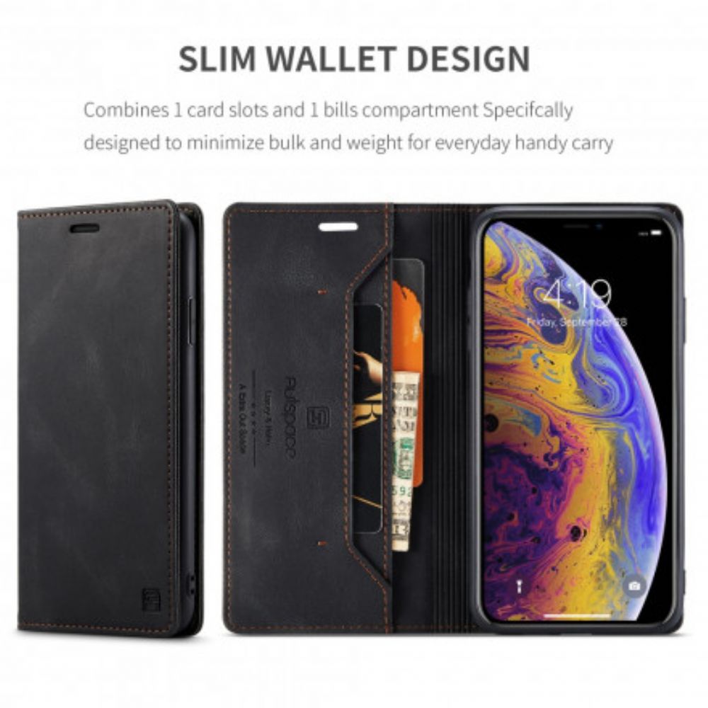 Bescherming Hoesje voor iPhone XS Max Folio-hoesje Rfid-technologie Met Leereffect