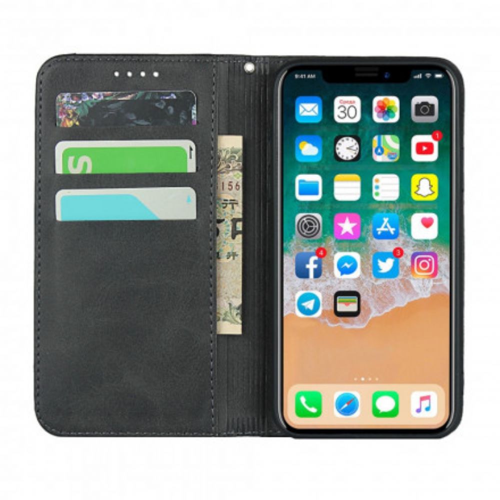 Bescherming Hoesje voor iPhone XS Max Folio-hoesje Tweekleurig Leereffect Met Riem