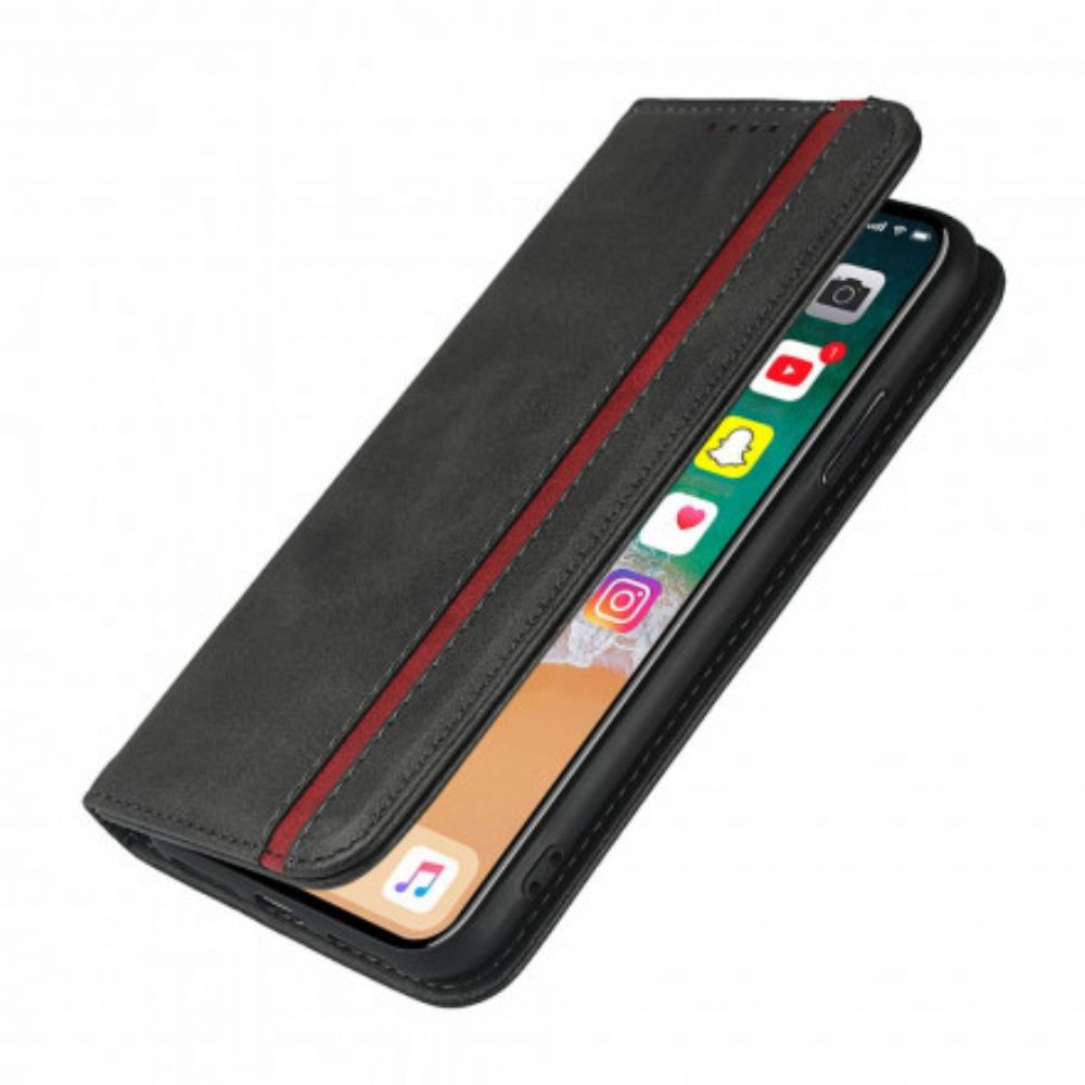 Bescherming Hoesje voor iPhone XS Max Folio-hoesje Tweekleurig Leereffect Met Riem