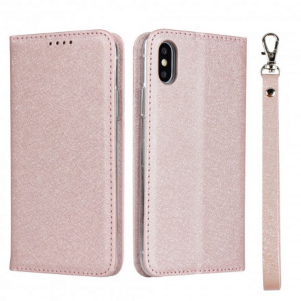 Bescherming Hoesje voor iPhone XS Max Folio-hoesje Zacht Lederen Stijl Met Riem