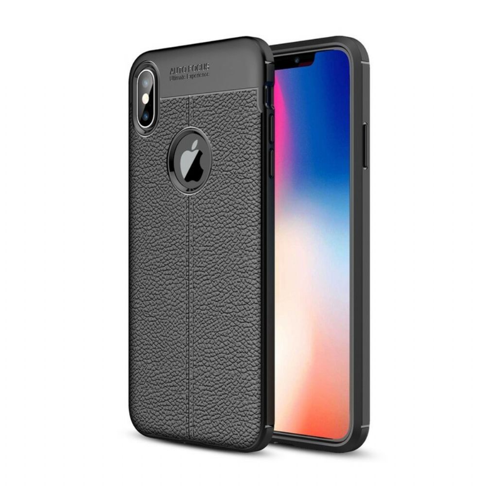 Hoesje voor iPhone XS Max Dubbele Lijn Litchi Leer Effect