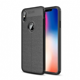 Hoesje voor iPhone XS Max Dubbele Lijn Litchi Leer Effect