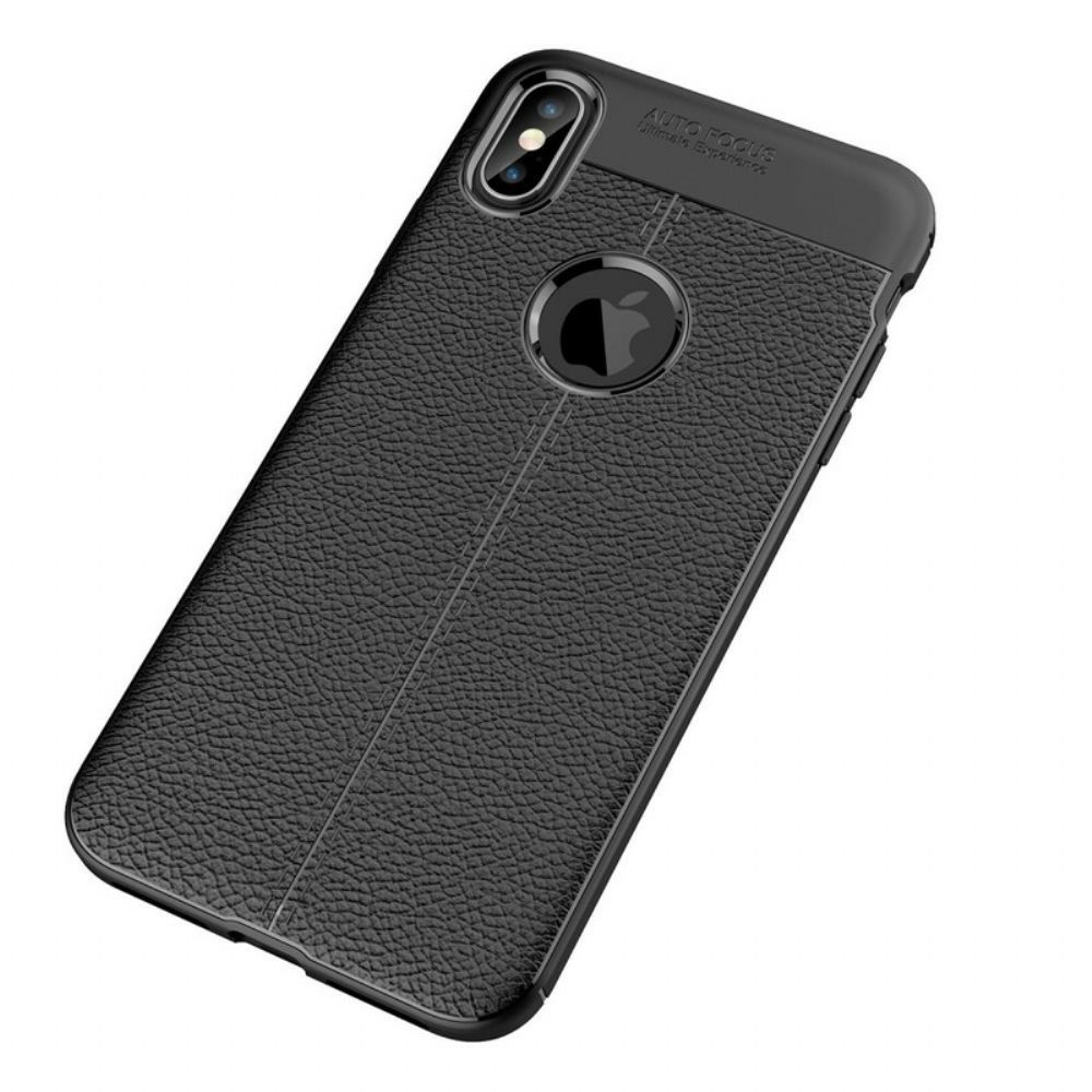 Hoesje voor iPhone XS Max Dubbele Lijn Litchi Leer Effect