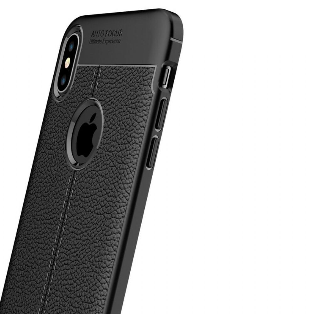 Hoesje voor iPhone XS Max Dubbele Lijn Litchi Leer Effect