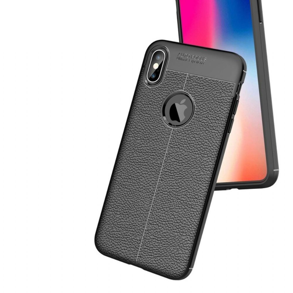 Hoesje voor iPhone XS Max Dubbele Lijn Litchi Leer Effect