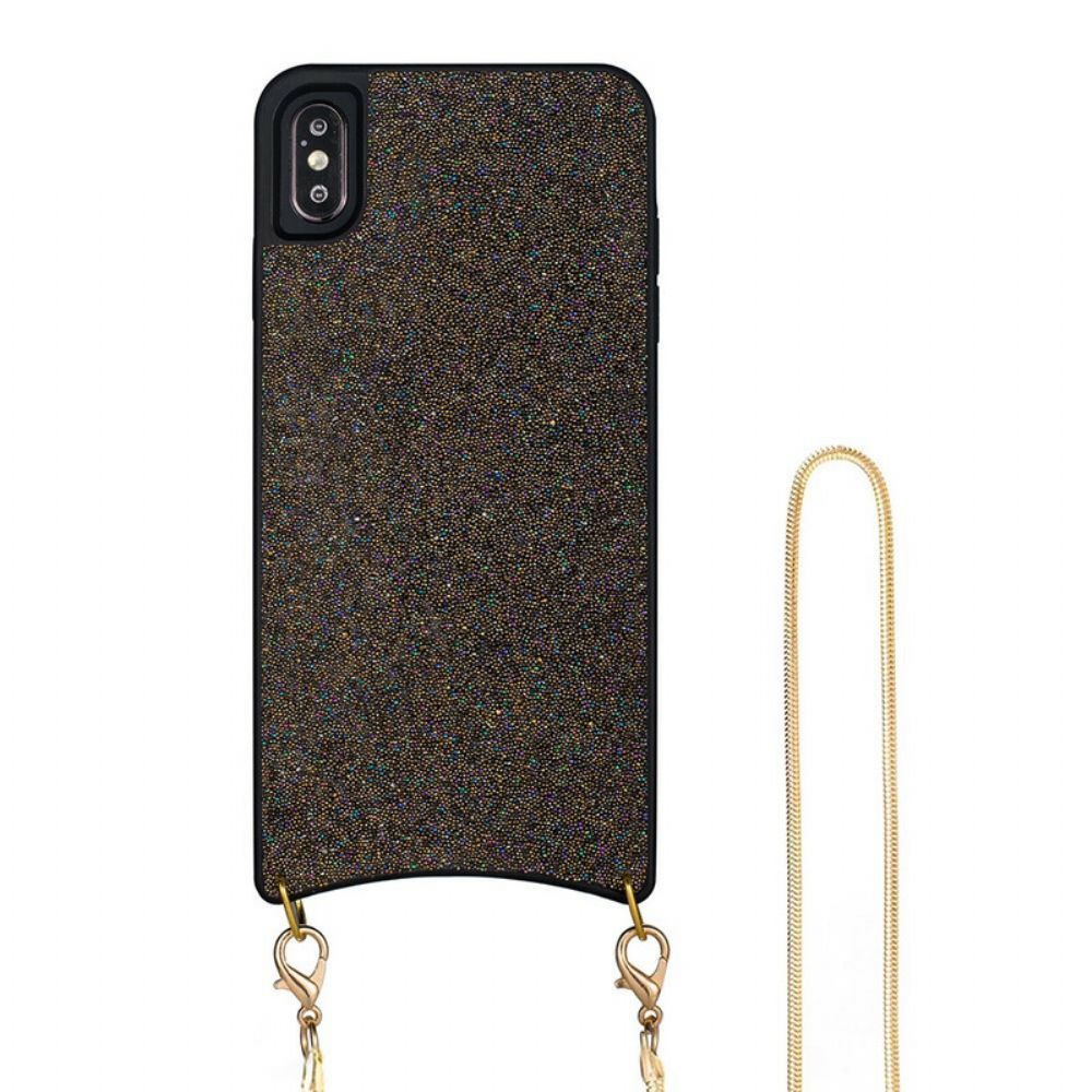 Hoesje voor iPhone XS Max Pailletten Met Ketting