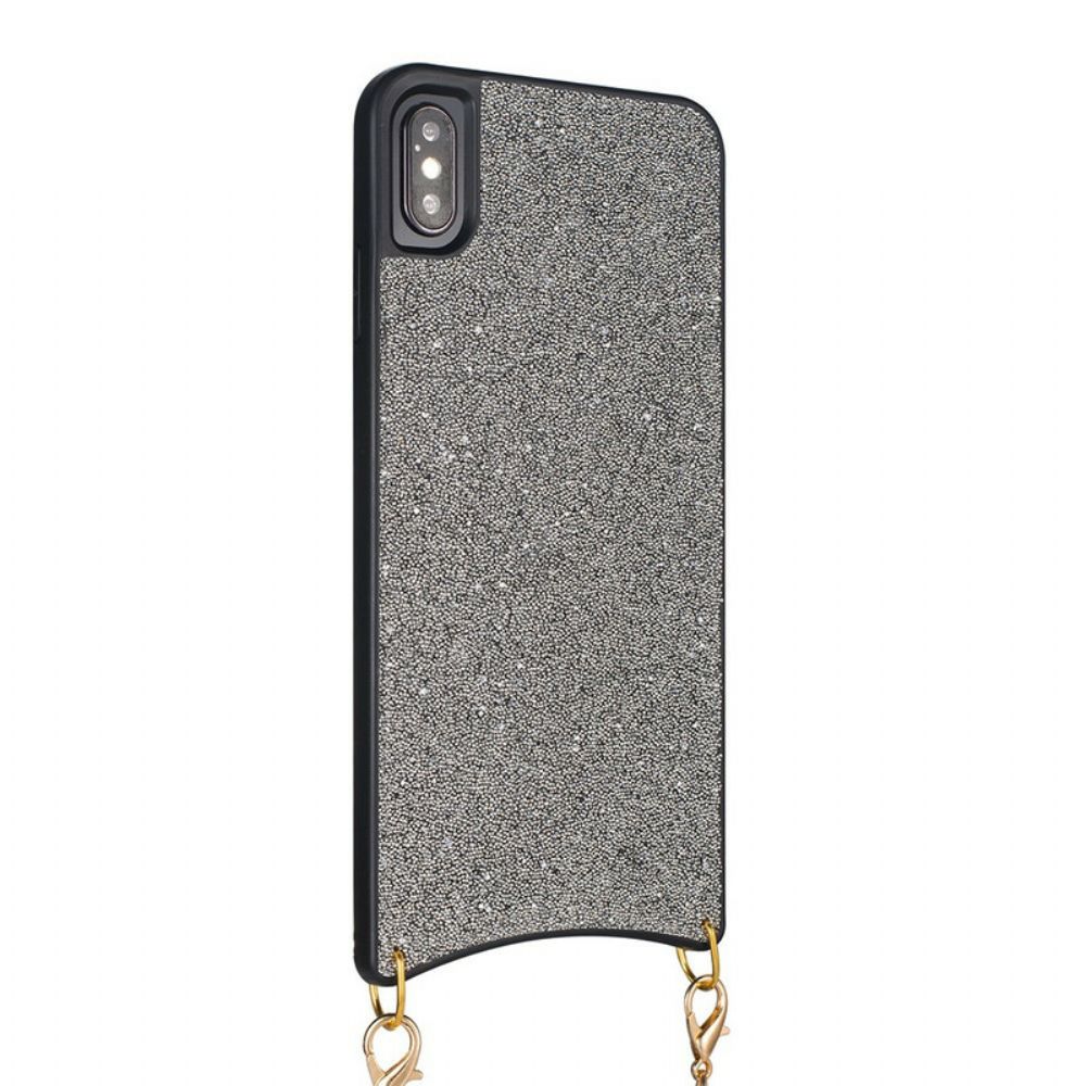 Hoesje voor iPhone XS Max Pailletten Met Ketting