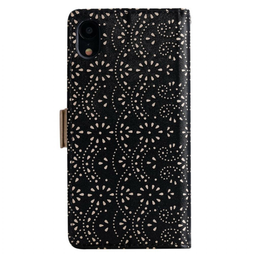 Leren Hoesje voor iPhone XS Max Met Ketting Portemonnee Met Veters En Bandjes