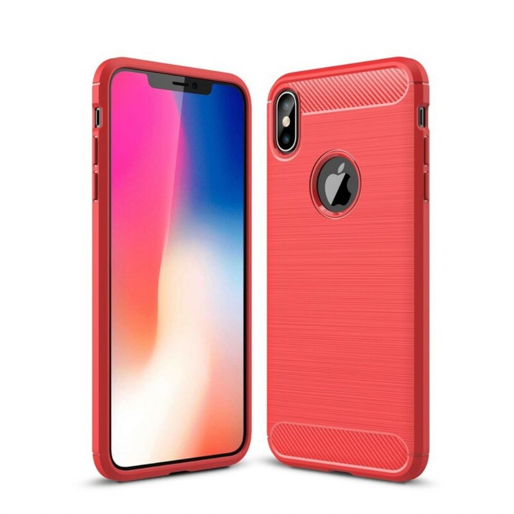 Telefoonhoesje voor iPhone XS Max Geborstelde Koolstofvezel