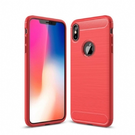 Telefoonhoesje voor iPhone XS Max Geborstelde Koolstofvezel