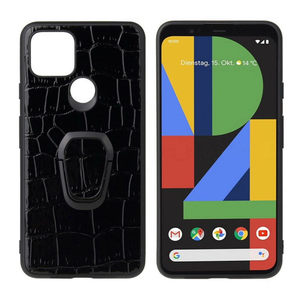 Hoesje voor Google Pixel 5 Krokodil Stijl Ring-ondersteuning