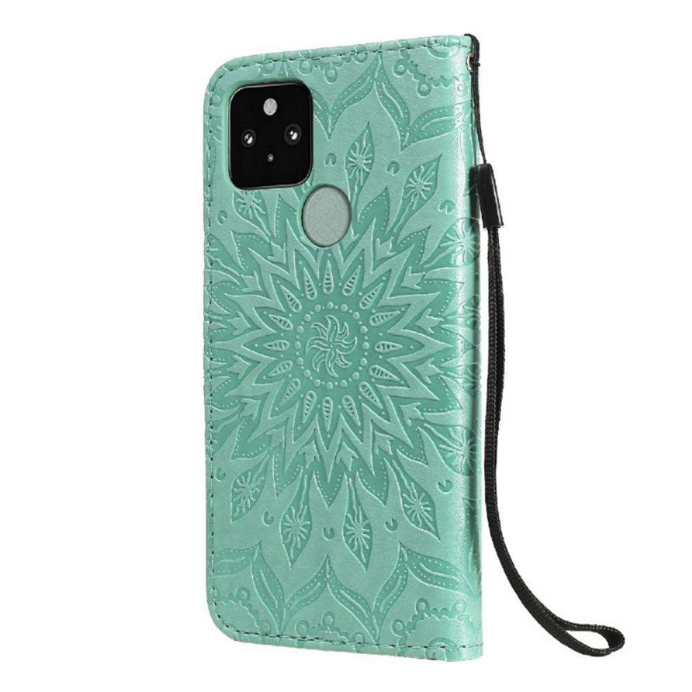 Leren Hoesje voor Google Pixel 5 Zonnebloem