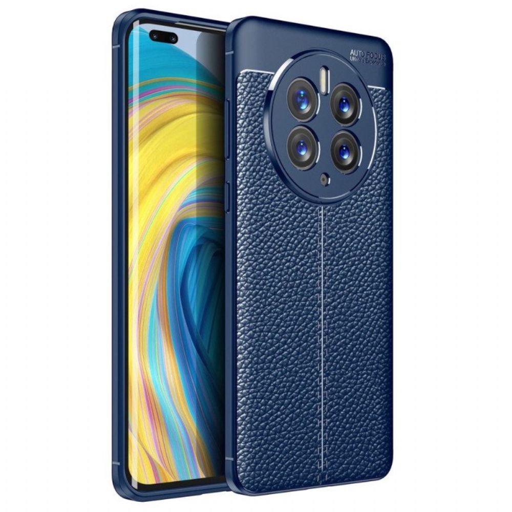 Hoesje voor Huawei Mate 50 Pro Dubbellijnig Litchi-leereffect