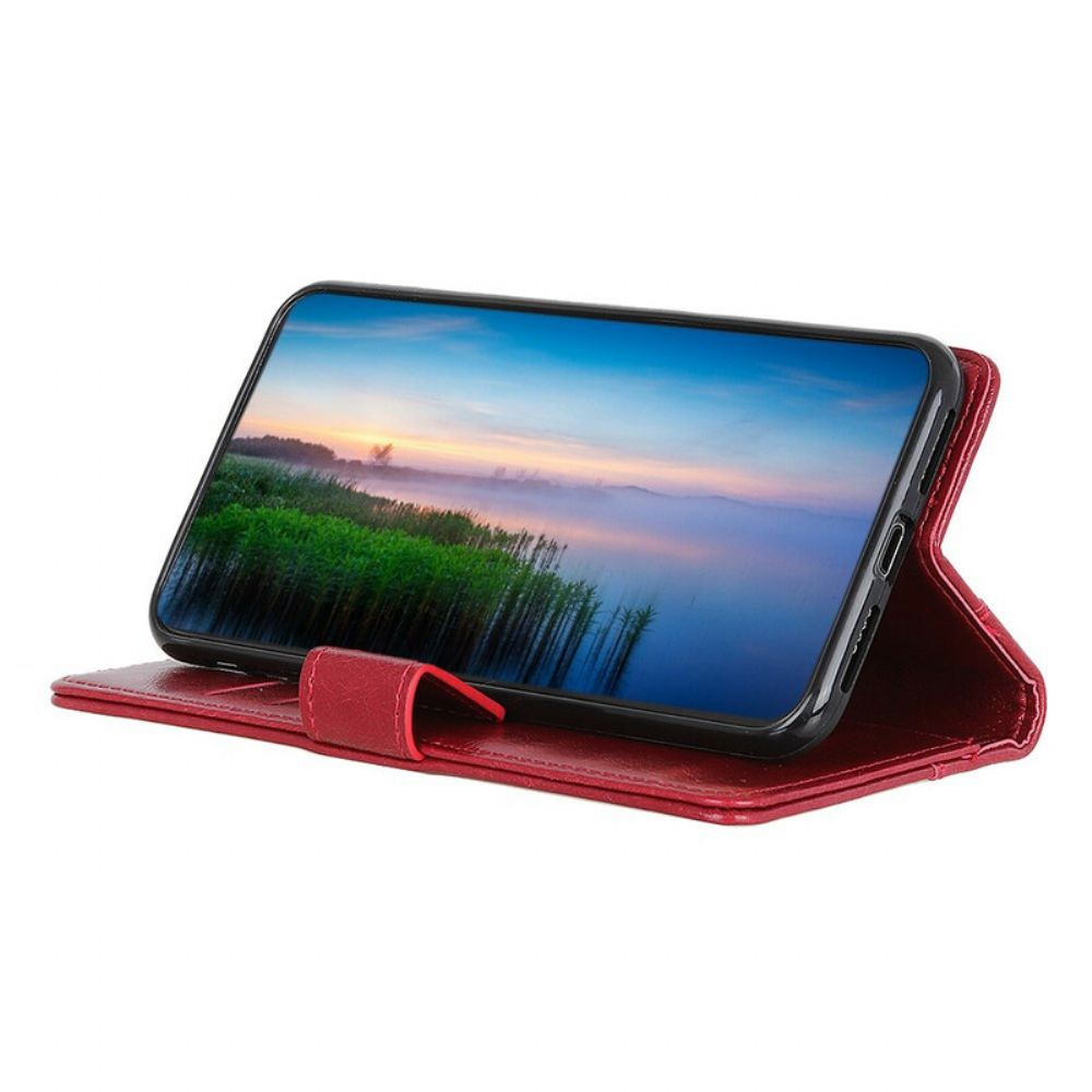 Bescherming Hoesje voor Samsung Galaxy A42 5G Folio-hoesje Gespleten Nappaleer Klinknagels