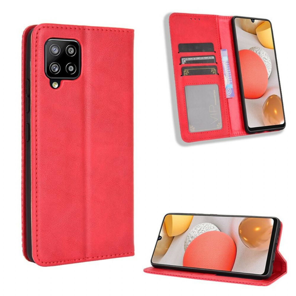 Bescherming Hoesje voor Samsung Galaxy A42 5G Folio-hoesje Vintage Gestileerd Leereffect