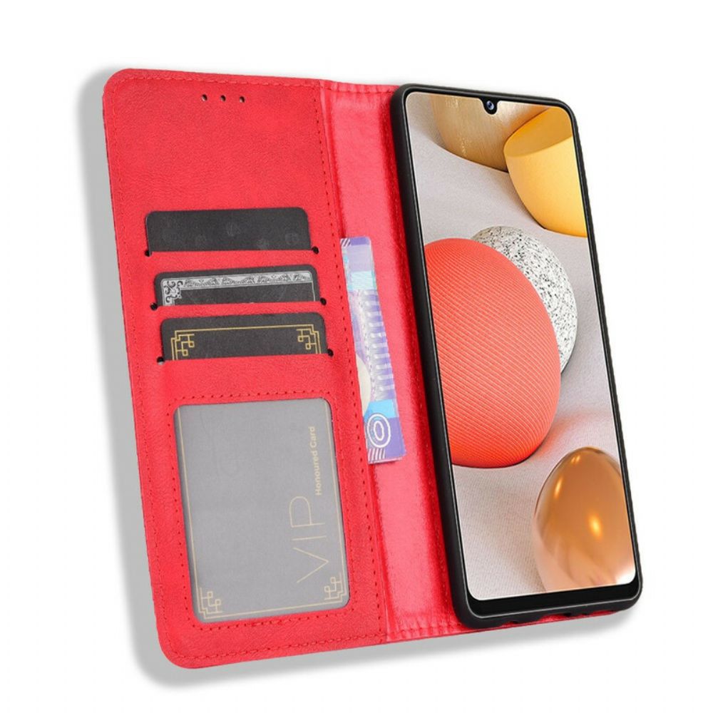 Bescherming Hoesje voor Samsung Galaxy A42 5G Folio-hoesje Vintage Gestileerd Leereffect