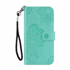 Folio-hoesje voor Samsung Galaxy A42 5G Uil Mandala En Lanyard