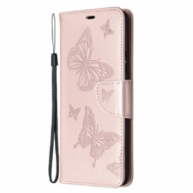 Folio-hoesje voor Samsung Galaxy A42 5G Vlinders Tijdens De Vlucht Met Lanyard