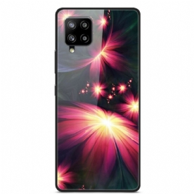 Hoesje voor Samsung Galaxy A42 5G Fantasiebloemen Van Gehard Glas