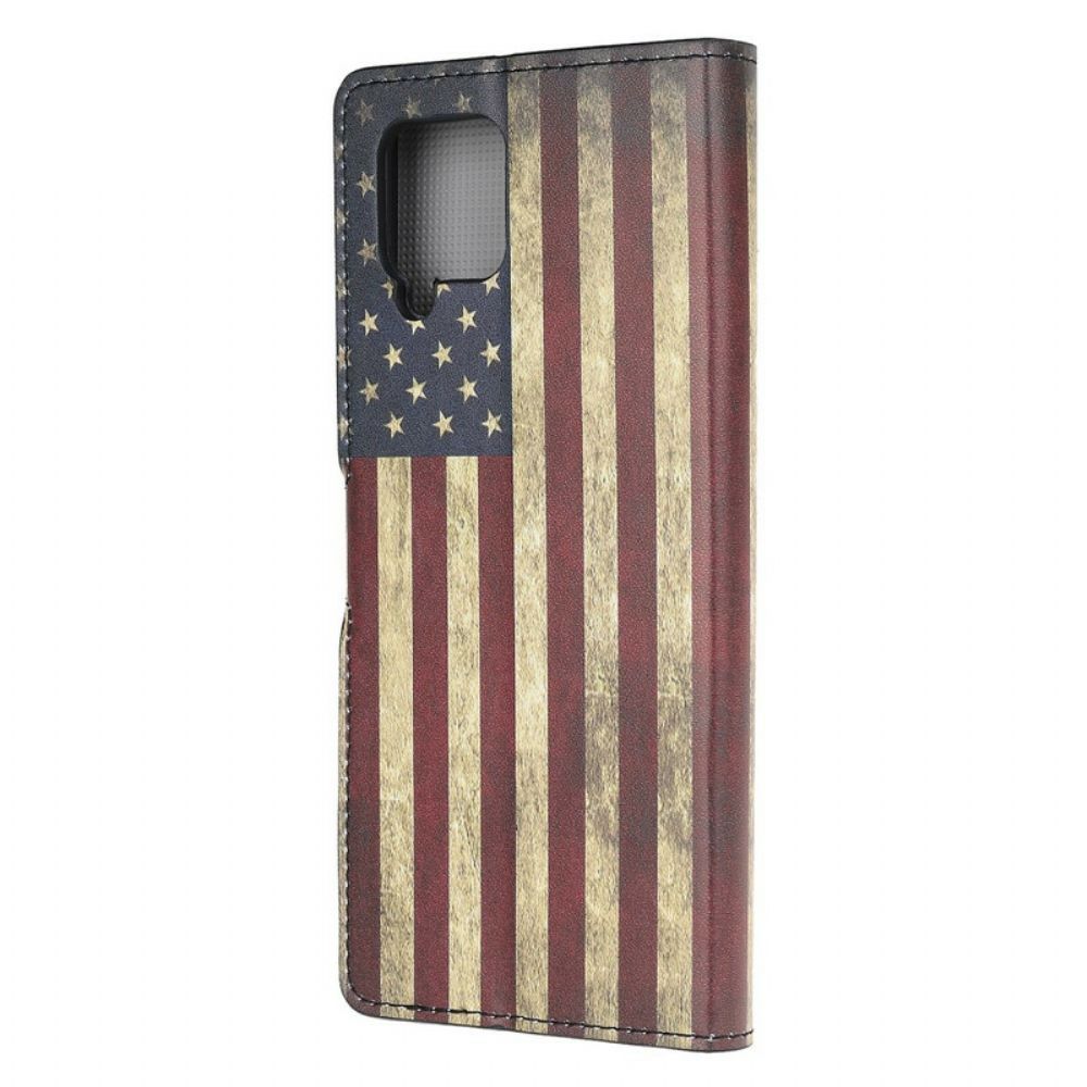 Leren Hoesje voor Samsung Galaxy A42 5G Amerikaanse Vlag