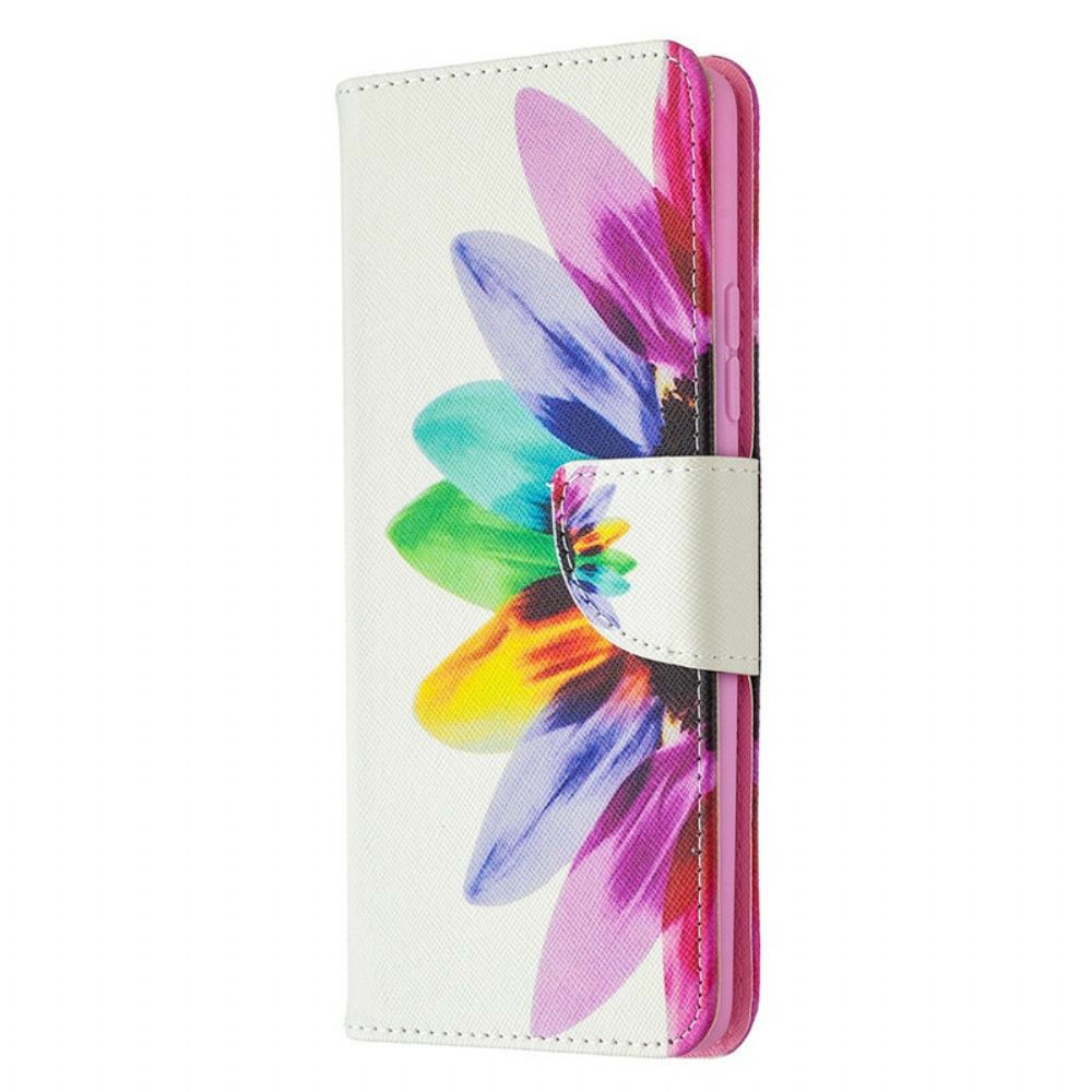 Leren Hoesje voor Samsung Galaxy A42 5G Aquarel Bloem