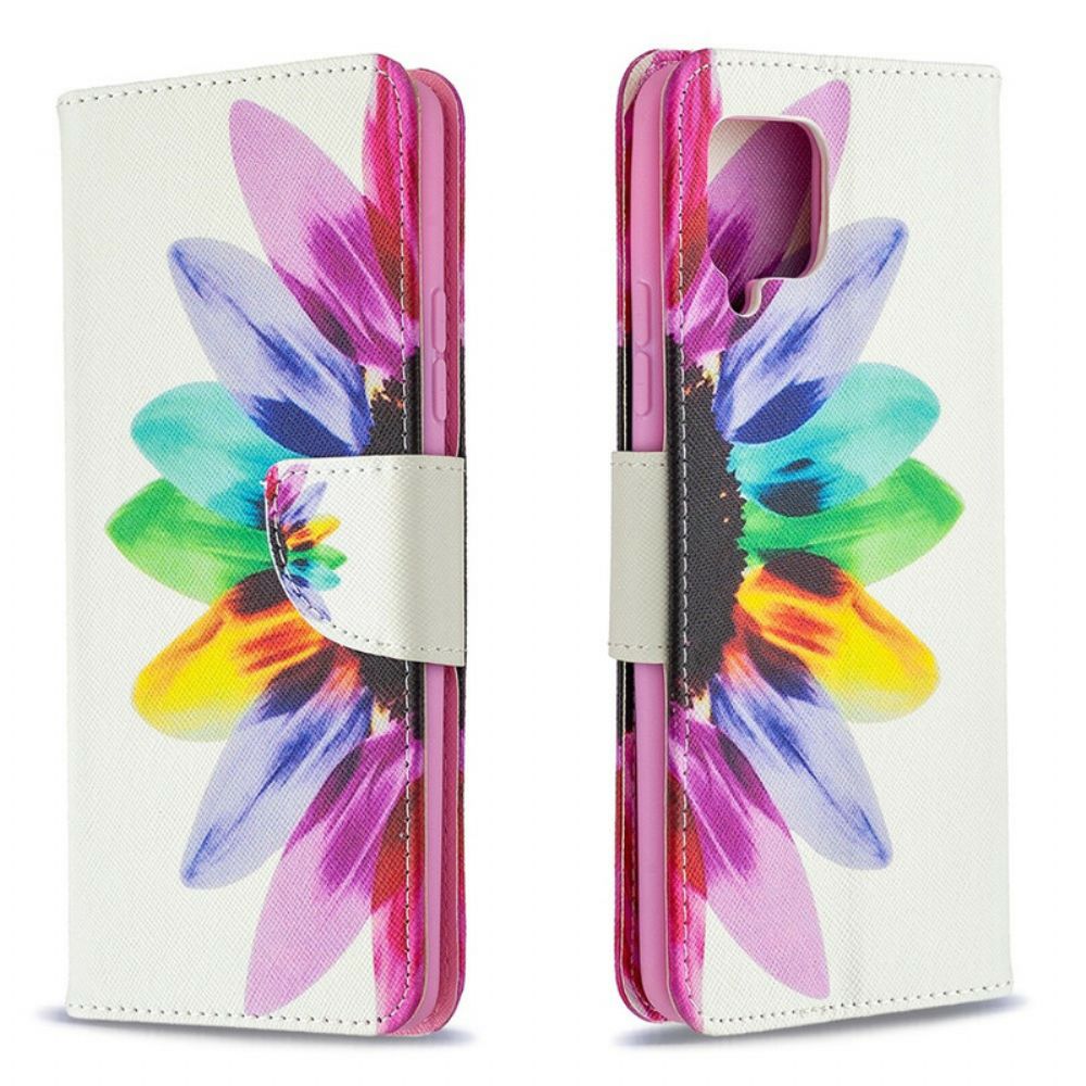 Leren Hoesje voor Samsung Galaxy A42 5G Aquarel Bloem