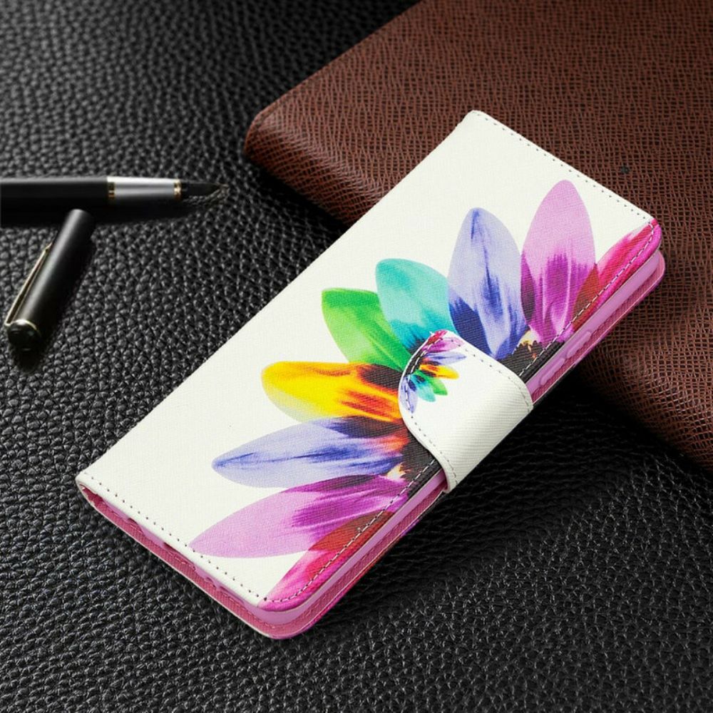 Leren Hoesje voor Samsung Galaxy A42 5G Aquarel Bloem