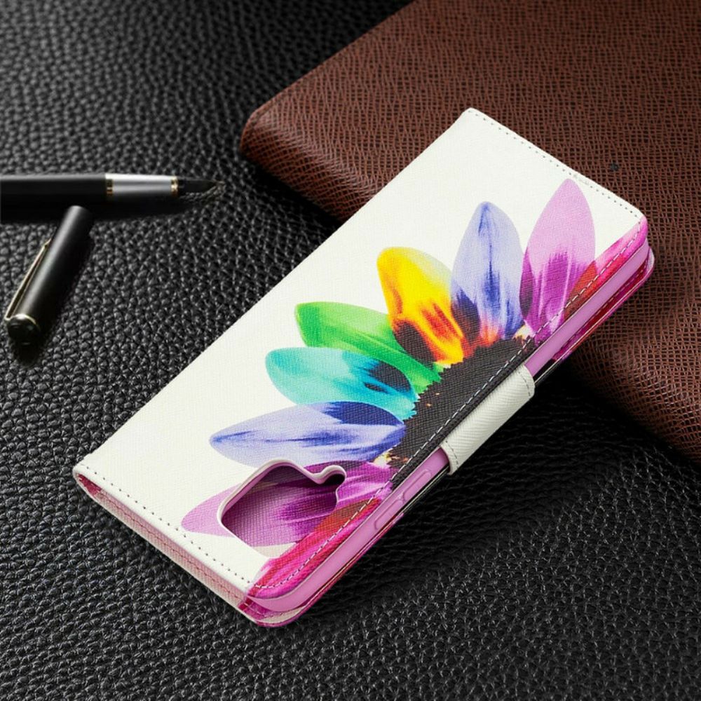 Leren Hoesje voor Samsung Galaxy A42 5G Aquarel Bloem