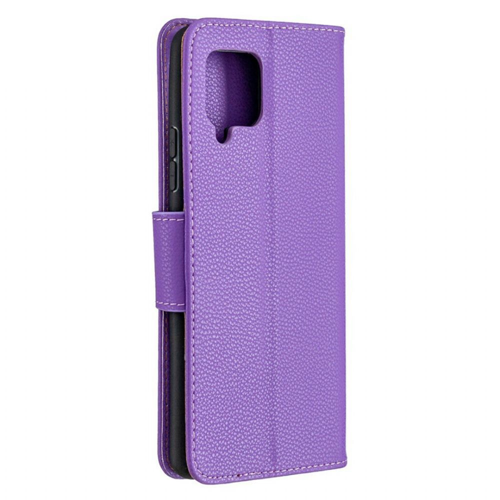 Leren Hoesje voor Samsung Galaxy A42 5G Folio-hoesje Litchi Flap Schuin