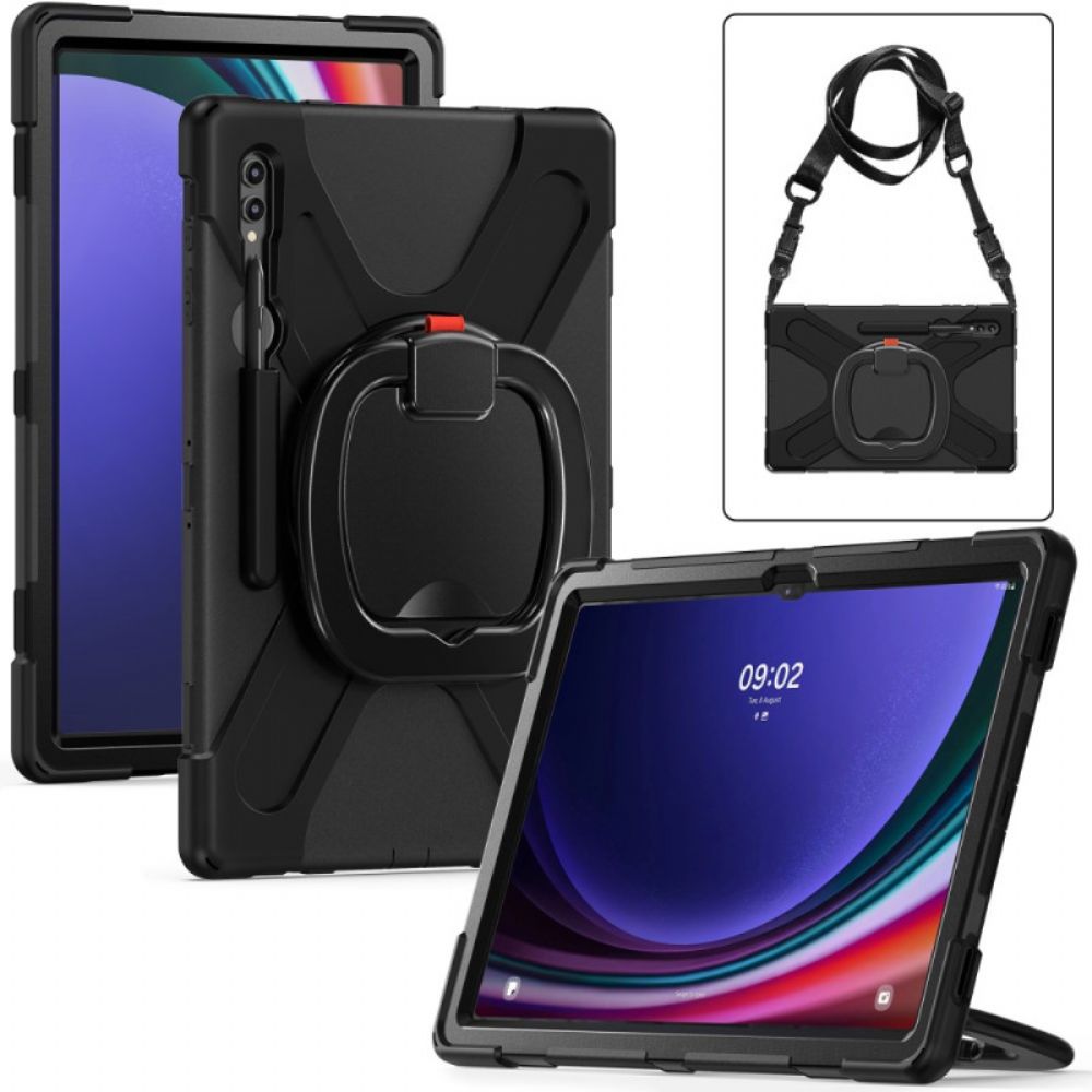 Cover Hoesje Samsung Galaxy Tab S9 Telefoonhoesje Draaibare Steun En Schouderband