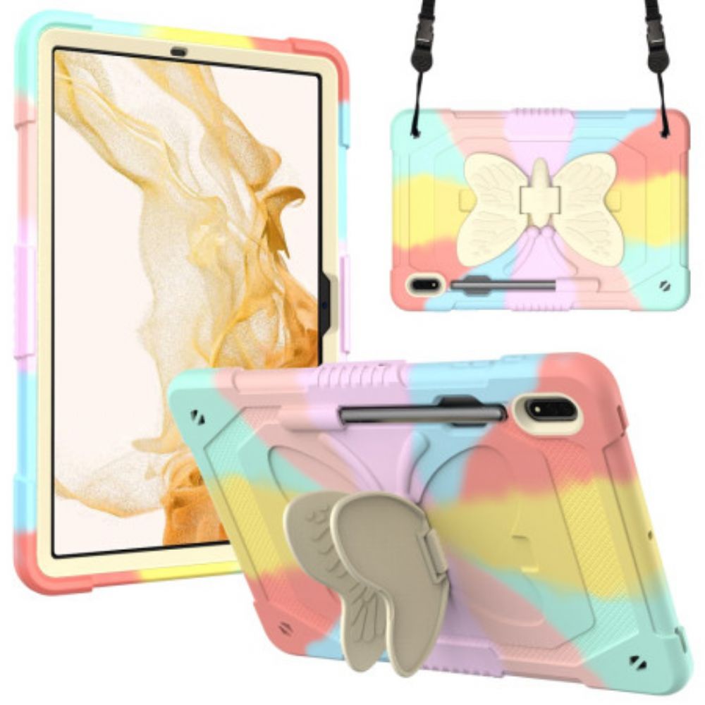 Cover Hoesje Samsung Galaxy Tab S9 Telefoonhoesje Vlindersteun En Schouderband