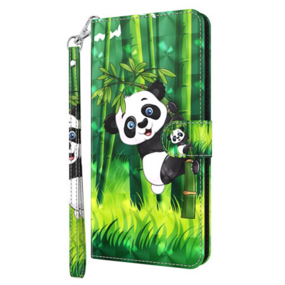 Bescherming Hoesje Google Pixel 8 Pro Panda Bamboe Met Riem