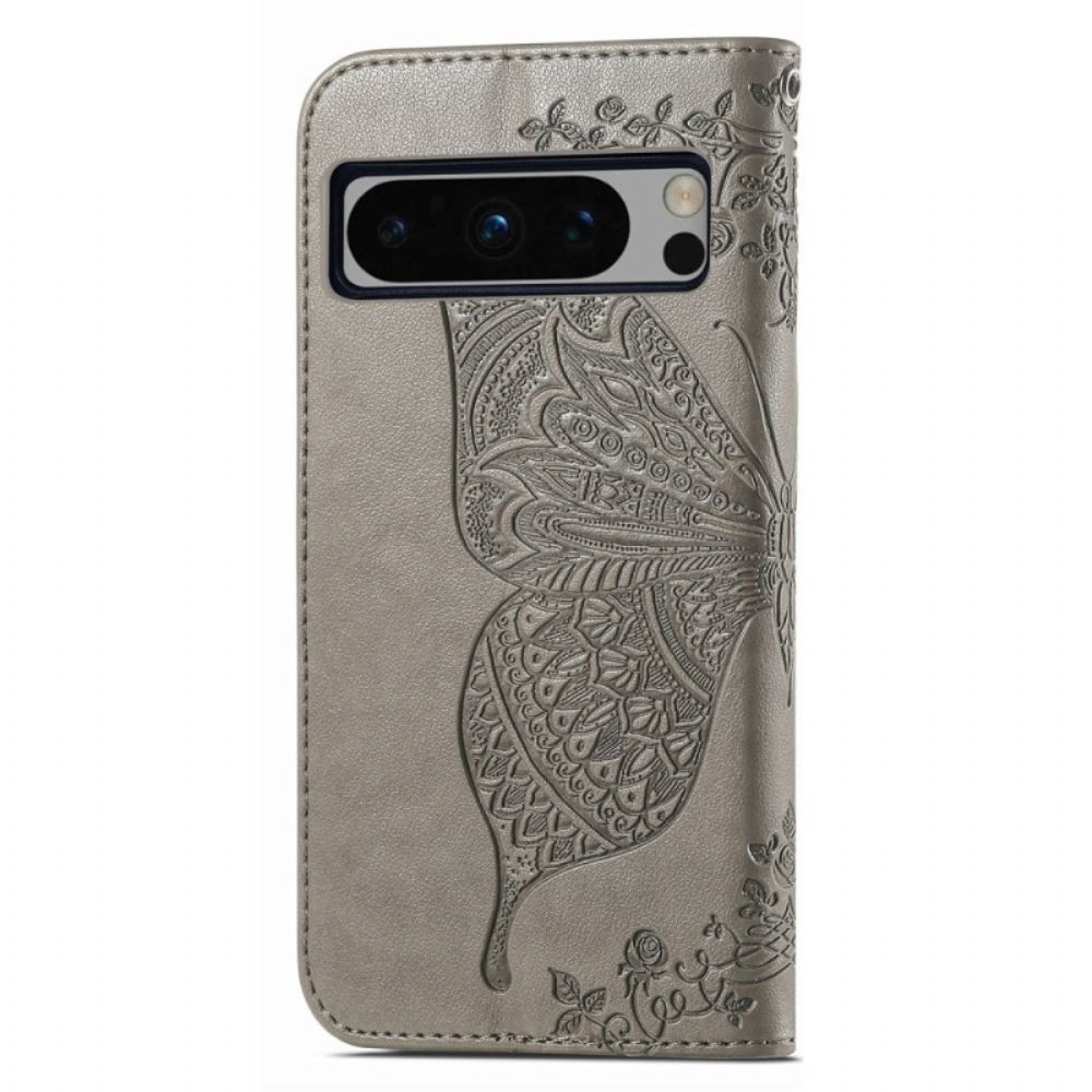 Flip Case Leren Google Pixel 8 Pro Barokvlinder