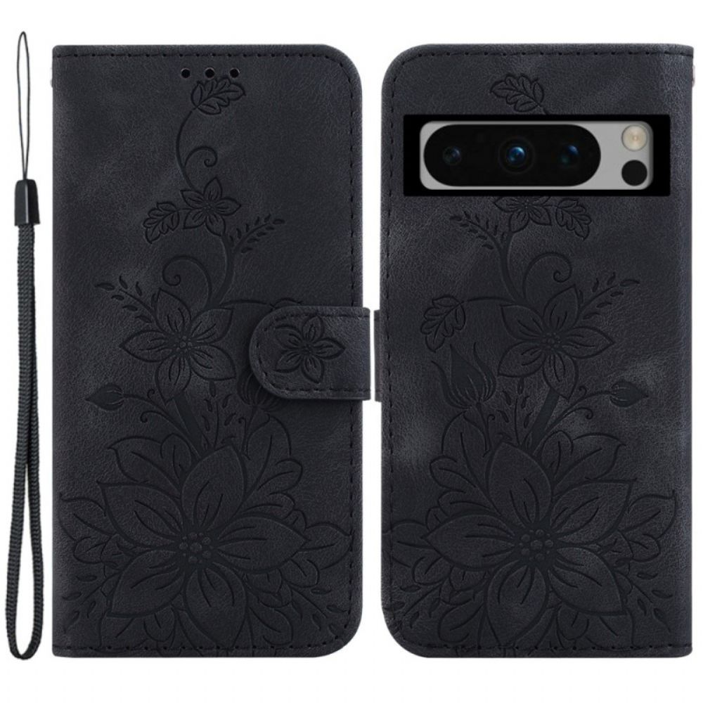 Flip Case Leren Google Pixel 8 Pro Bloemenband