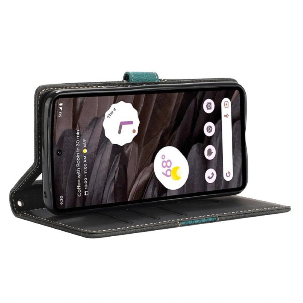 Flip Case Leren Google Pixel 8 Pro Fries Met Band