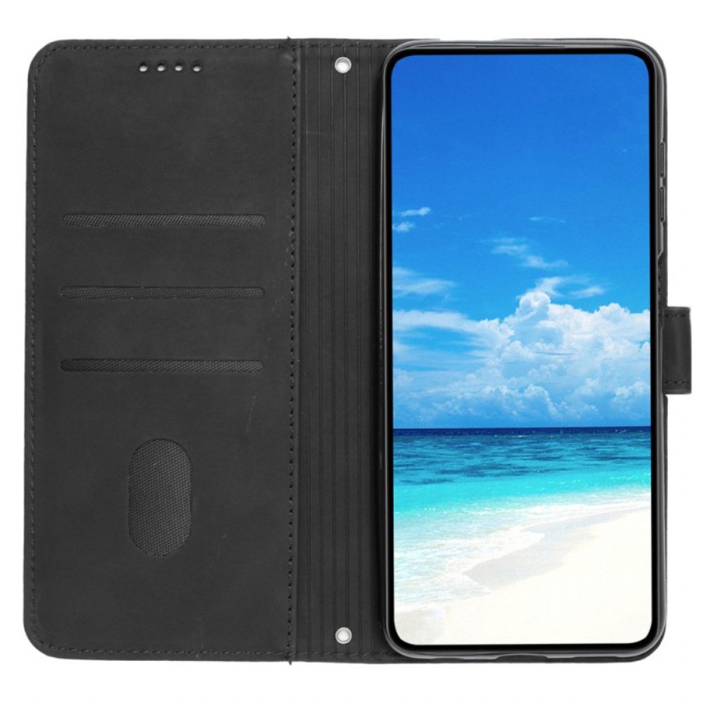 Flip Case Leren Google Pixel 8 Pro Glimlach Met Draagkoord