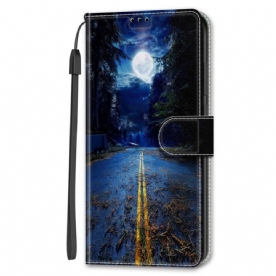 Flip Case Leren Google Pixel 8 Pro Magisch Landschap Met Riem