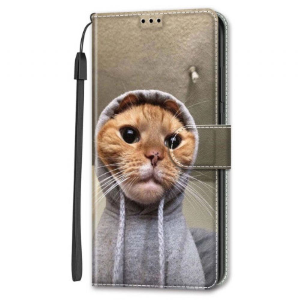 Flip Case Leren Google Pixel 8 Pro Yo Kat Met Riem