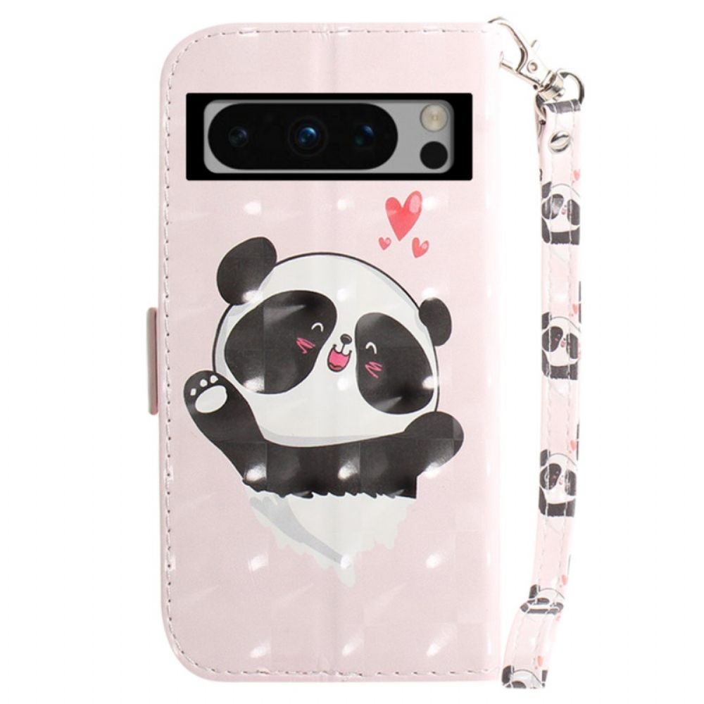 Folio-hoesje Google Pixel 8 Pro Telefoonhoesje Panda Love Met Riempje