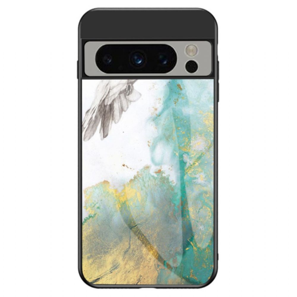 Hoesje Voor Google Pixel 8 Pro Marmer Gehard Glas