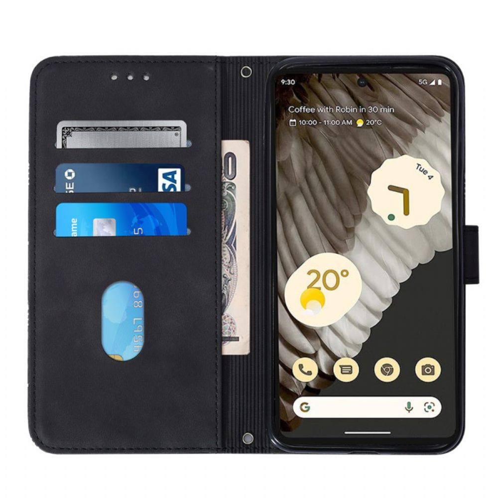 Leren Hoesje Google Pixel 8 Pro Driehoeken Met Schouderband Bescherming Hoesje